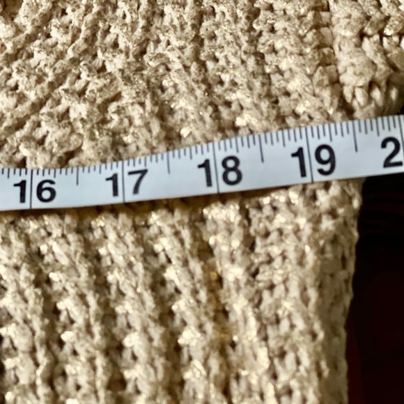 NWOT FRINGE Back Sweater Dress. Yellow/Gold Metallic S/M - Picture 7 of 9